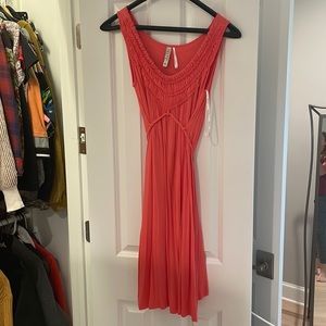 Salmon colored sleeveless dress; size medium